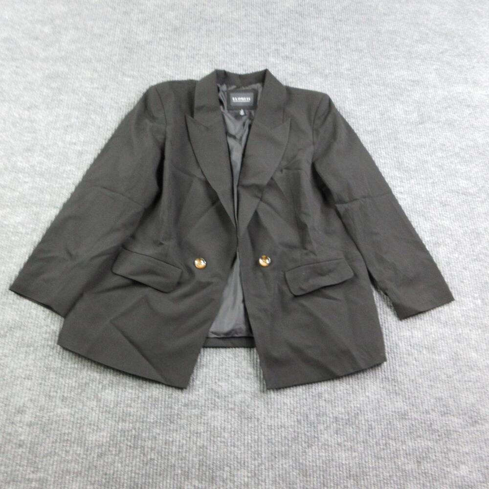 Eloquii Blazer Womens 20 Black Lined Tailored Two-Button Open Twill Stretch NWT